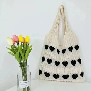 Knitted tote bag for daily use, shopping,  beach bag